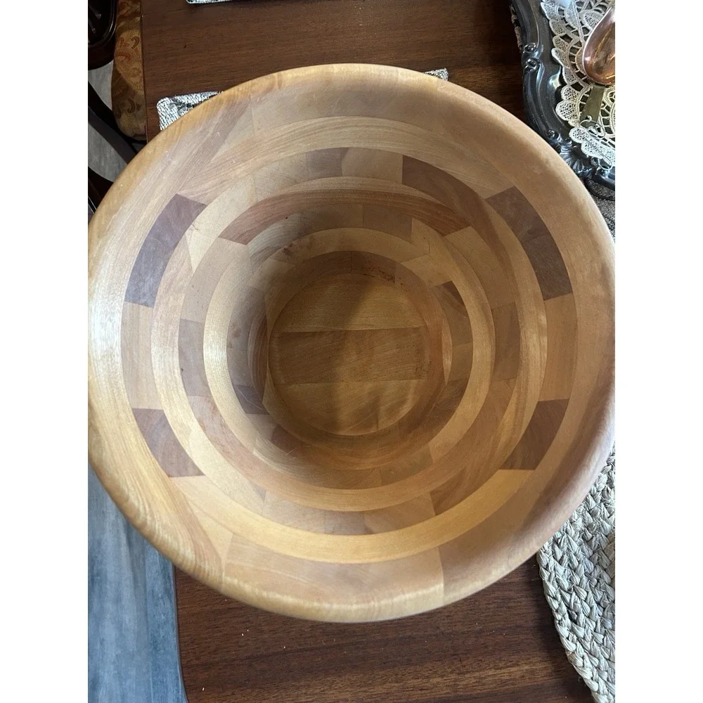 Williams Sonoma Hand Crafted Wood Serving Fruit Salad Bowl John McLeod SIGNED